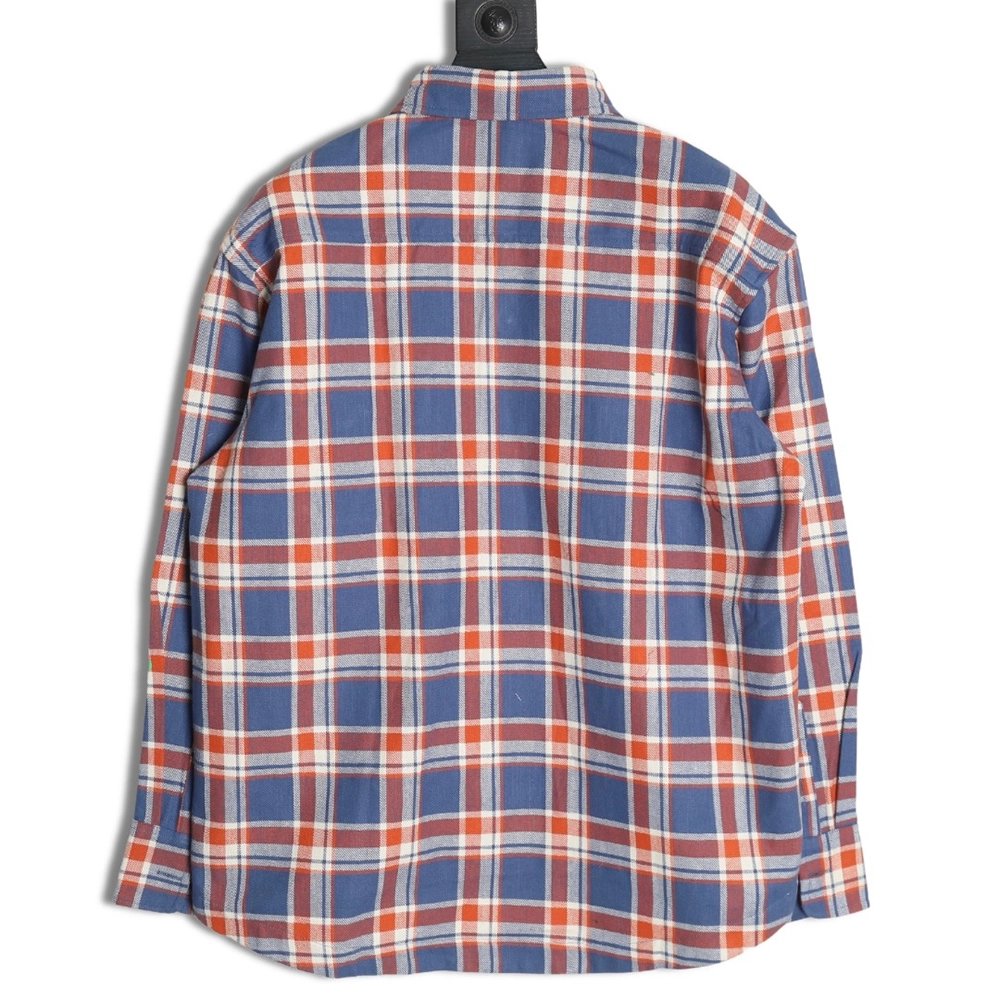Chrome Hearts Striped Plaid Stitching Silver Button Cardigan Shirt TSK1,Chrome Hearts