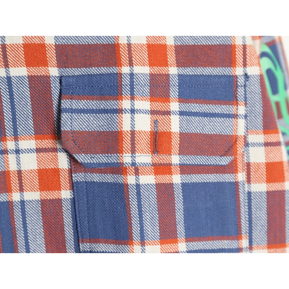 Chrome Hearts Striped Plaid Stitching Silver Button Cardigan Shirt TSK1,Chrome Hearts