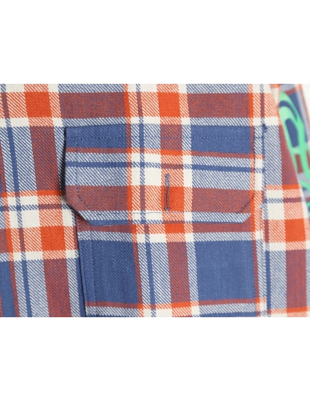 Chrome Hearts Striped Plaid Stitching Silver Button Cardigan Shirt TSK1,Chrome Hearts