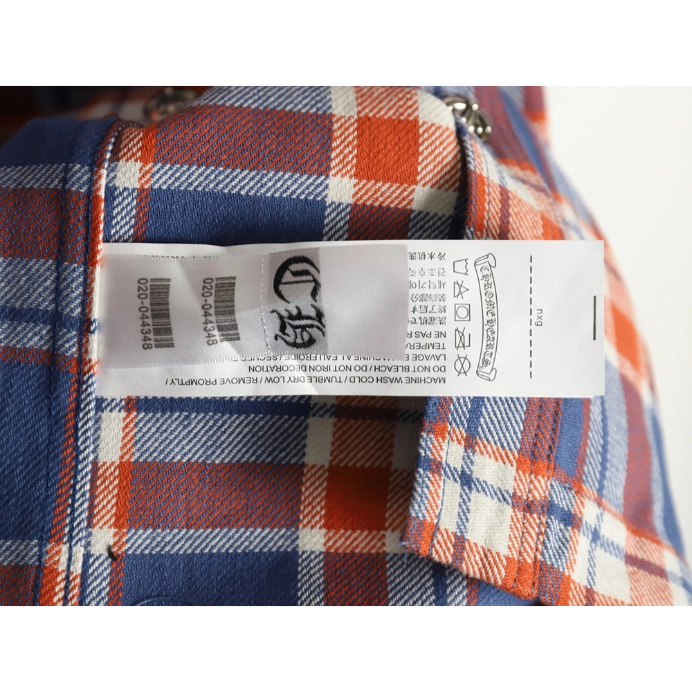 Chrome Hearts Striped Plaid Stitching Silver Button Cardigan Shirt TSK1,Chrome Hearts