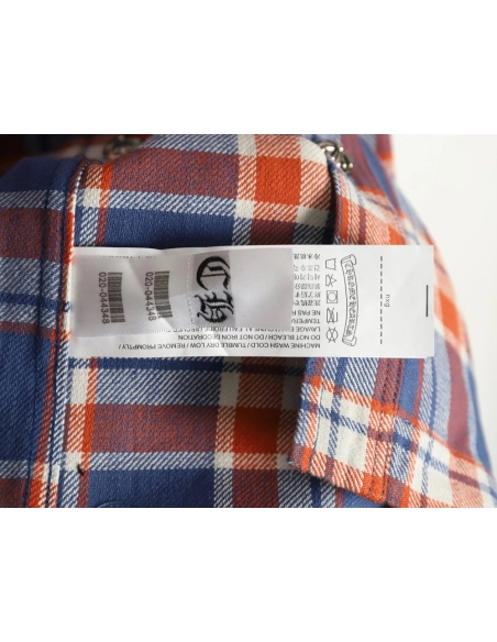 Chrome Hearts Striped Plaid Stitching Silver Button Cardigan Shirt TSK1,Chrome Hearts