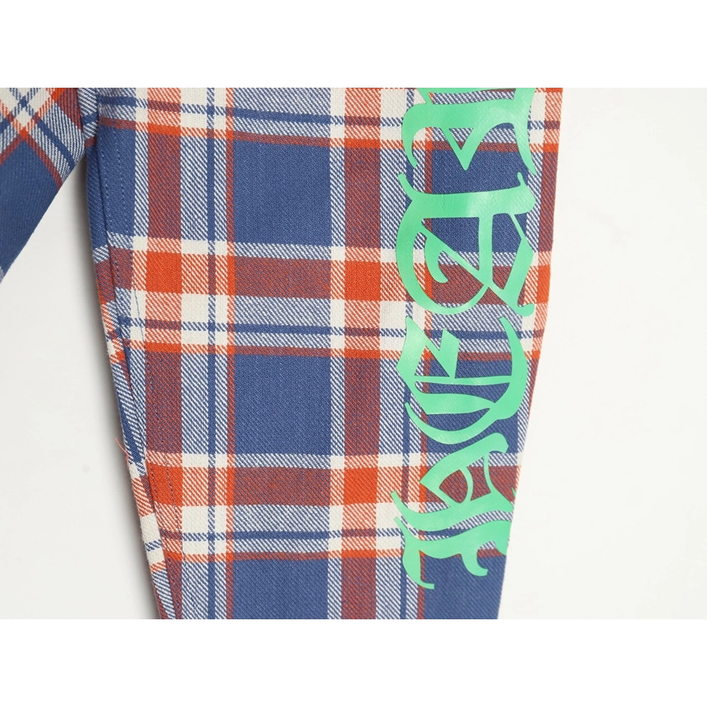 Chrome Hearts Striped Plaid Stitching Silver Button Cardigan Shirt TSK1,Chrome Hearts