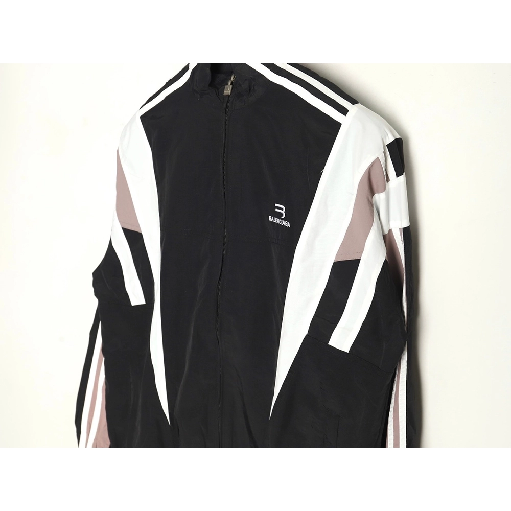 Balenciaga double hook embroidery color block stand collar jacket,Balenciaga
