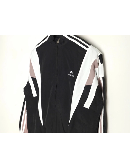 Balenciaga double hook embroidery color block stand collar jacket,Balenciaga