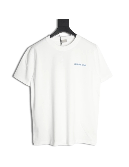 Dior cursive embroidered letters short-sleeved T-shirt,Burberry