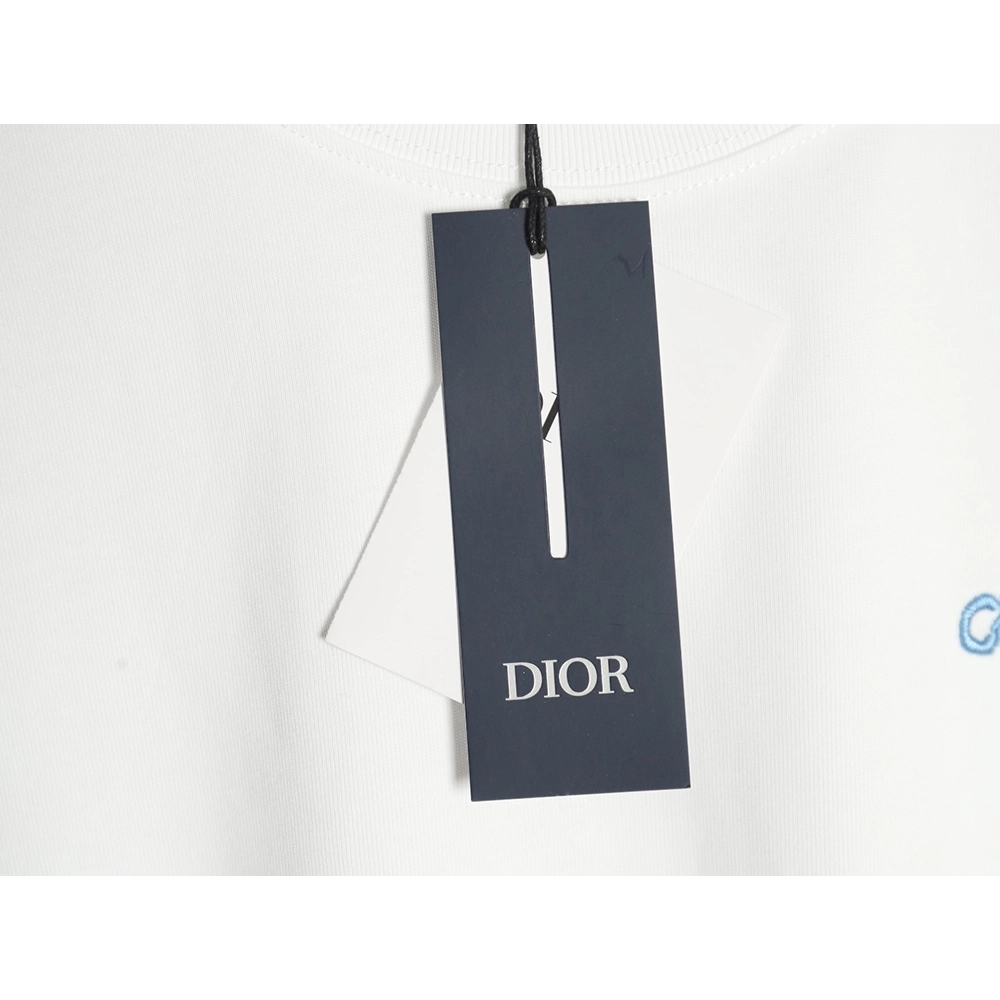 Dior cursive embroidered letters short-sleeved T-shirt,Burberry