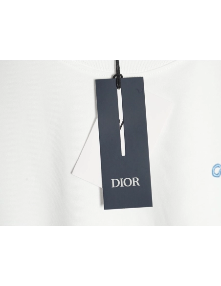 Dior cursive embroidered letters short-sleeved T-shirt,Burberry