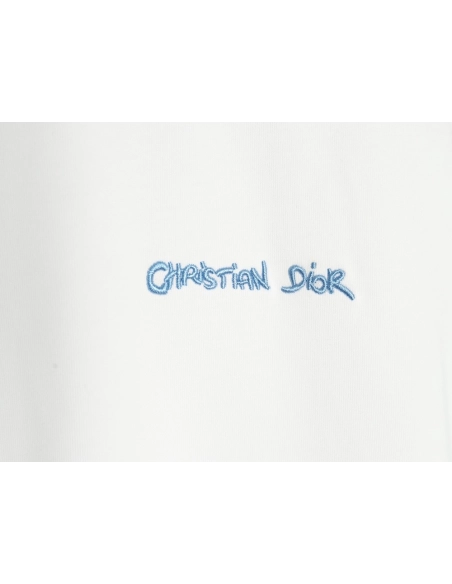 Dior cursive embroidered letters short-sleeved T-shirt,Burberry