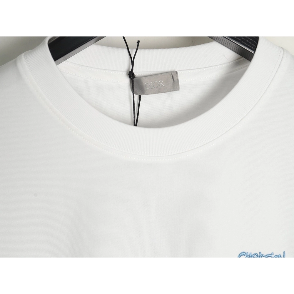 Dior cursive embroidered letters short-sleeved T-shirt,Burberry