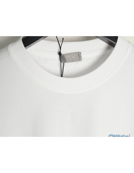 Dior cursive embroidered letters short-sleeved T-shirt,Burberry