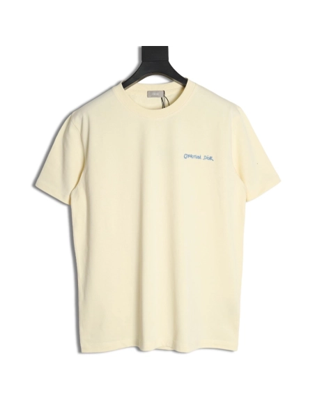 Dior cursive embroidered letters short-sleeved T-shirt TSK1,Burberry