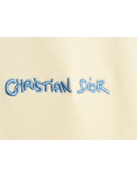Dior cursive embroidered letters short-sleeved T-shirt TSK1,Burberry