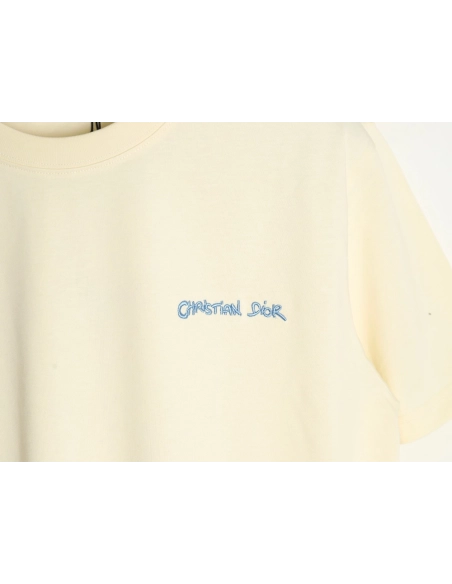Dior cursive embroidered letters short-sleeved T-shirt TSK1,Burberry