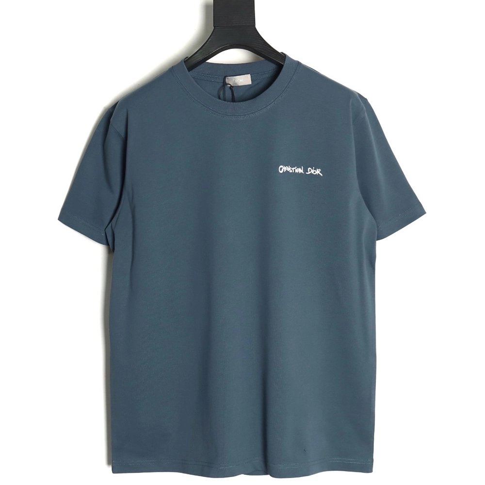 Dior cursive embroidered letters short-sleeved T-shirt TSK3,Burberry