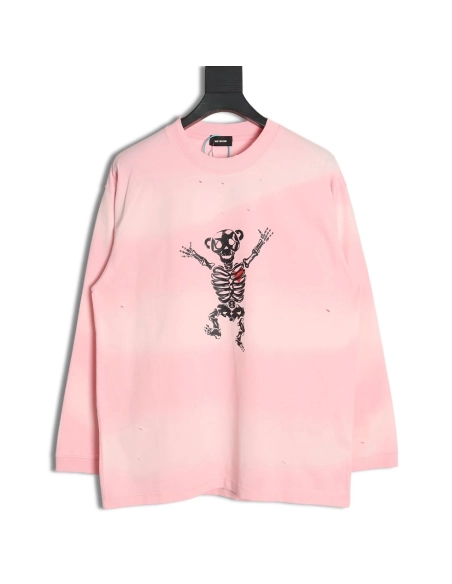 We11 Done cute heart skull gradient print long sleeve T-shirt,We11done