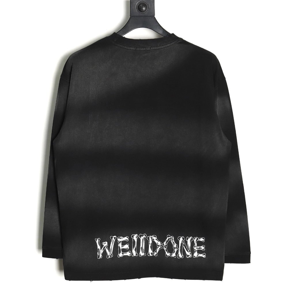 We11 Done cute heart skull gradient print long sleeve T-shirt TSK1,We11done