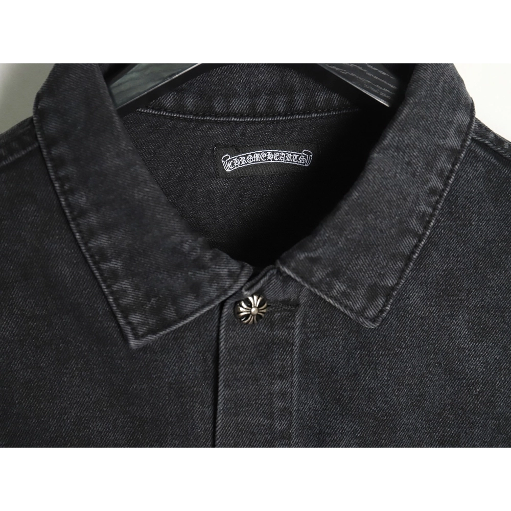 Chrome Hearts yellow and white leather cross denim jacket coat,Chrome Hearts