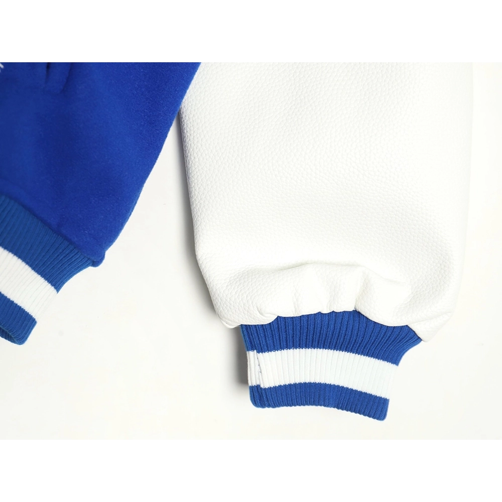 Off-White blue and white patchwork baseball jacket,Off White