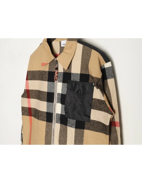Burberry paneled plaid shirt jacket,Burberry