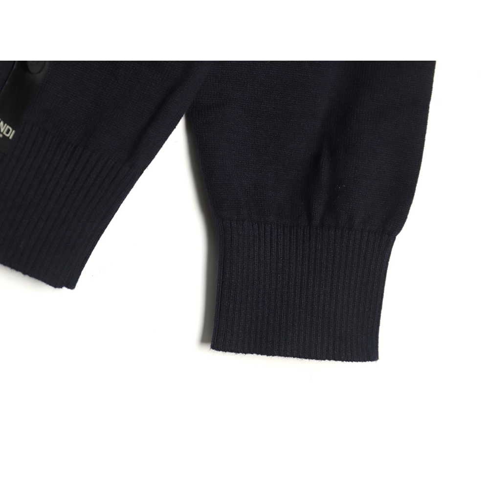 Fendi Embossed Pocket Navy Crew Neck Sweater,Fendi