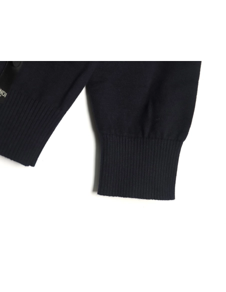 Fendi Embossed Pocket Navy Crew Neck Sweater,Fendi