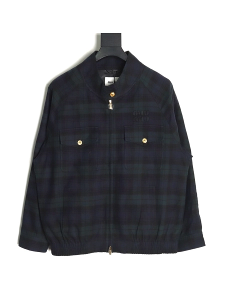 Miu Miu Green Check Wool Plaid Jacket,Miu Miu
