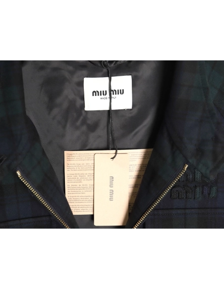 Miu Miu Green Check Wool Plaid Jacket,Miu Miu