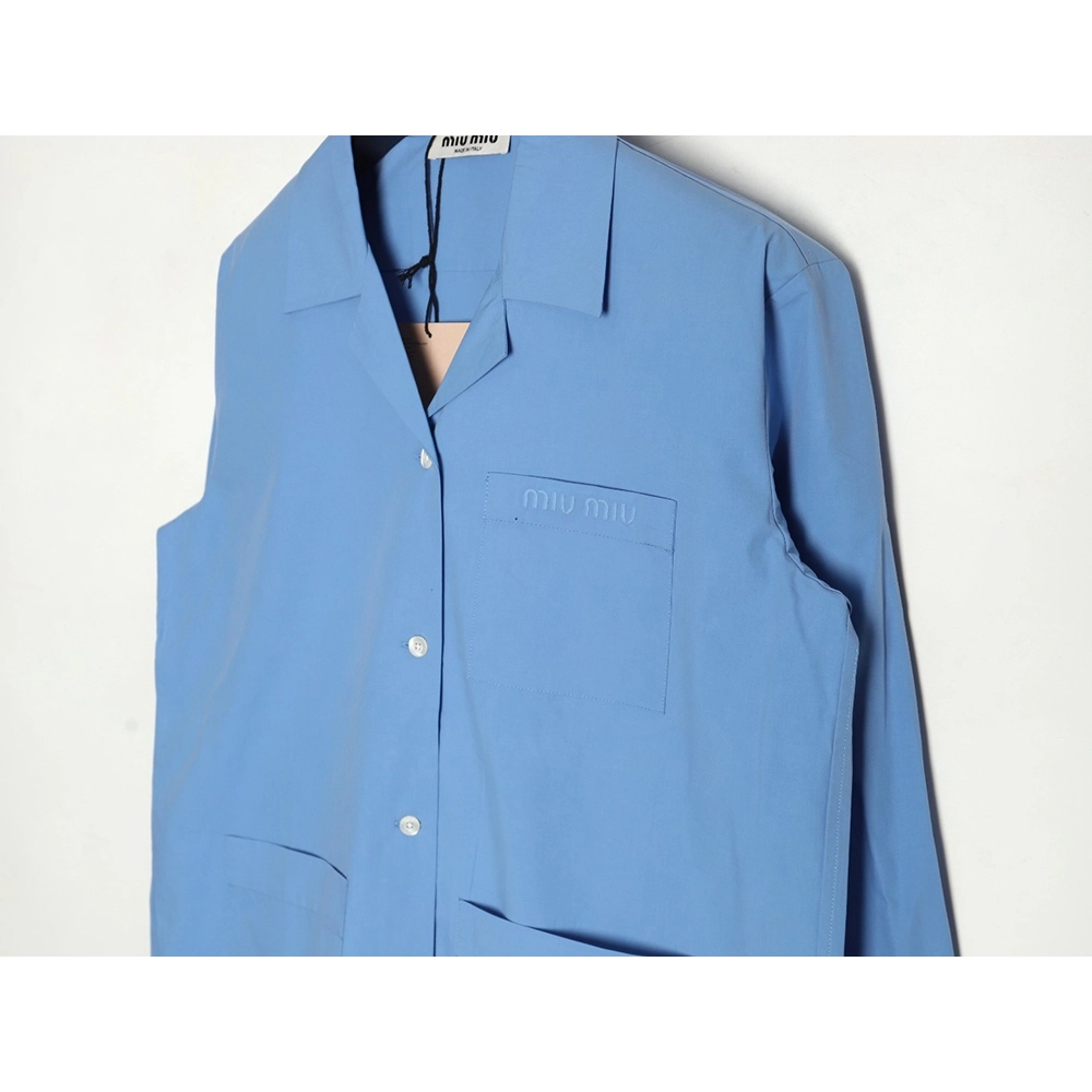 Miu Miu poplin pocket lapel long sleeve shirt TSK1,Miu Miu