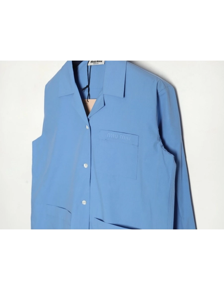 Miu Miu poplin pocket lapel long sleeve shirt TSK1,Miu Miu