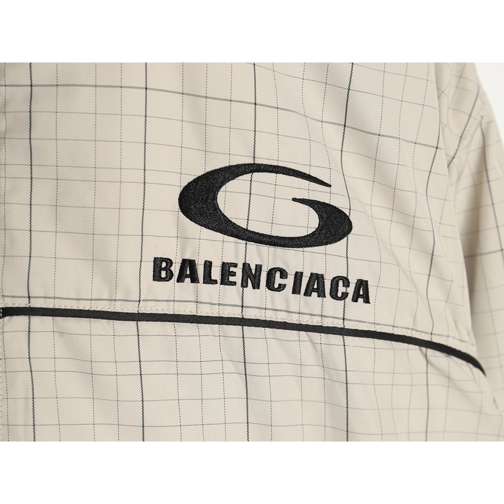 Balenciaga embroidered stand collar half-zip checked jacket,Balenciaga