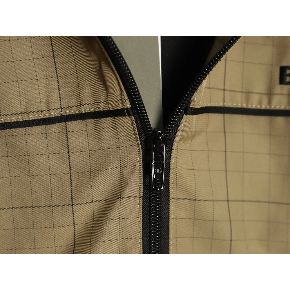 Balenciaga embroidered stand collar half-zip checked jacket TSK1,Balenciaga