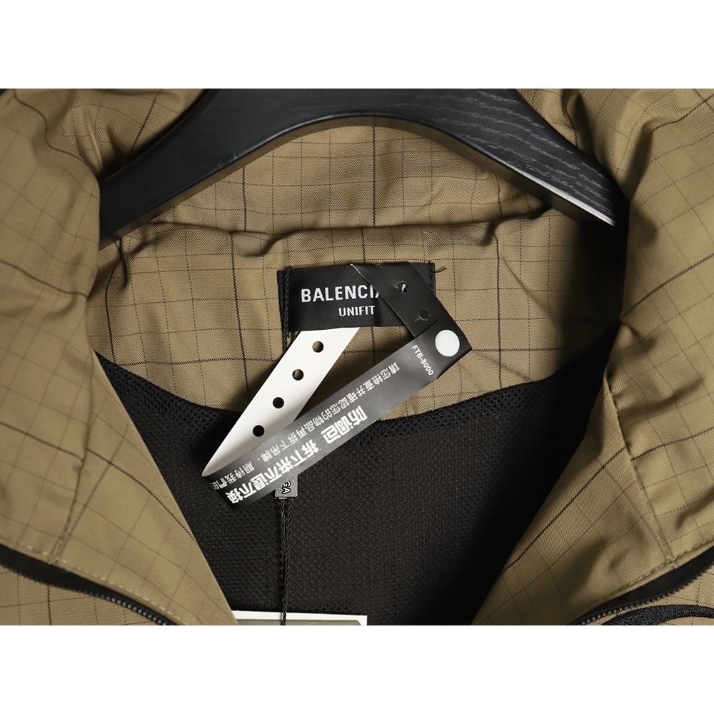 Balenciaga embroidered stand collar half-zip checked jacket TSK1,Balenciaga