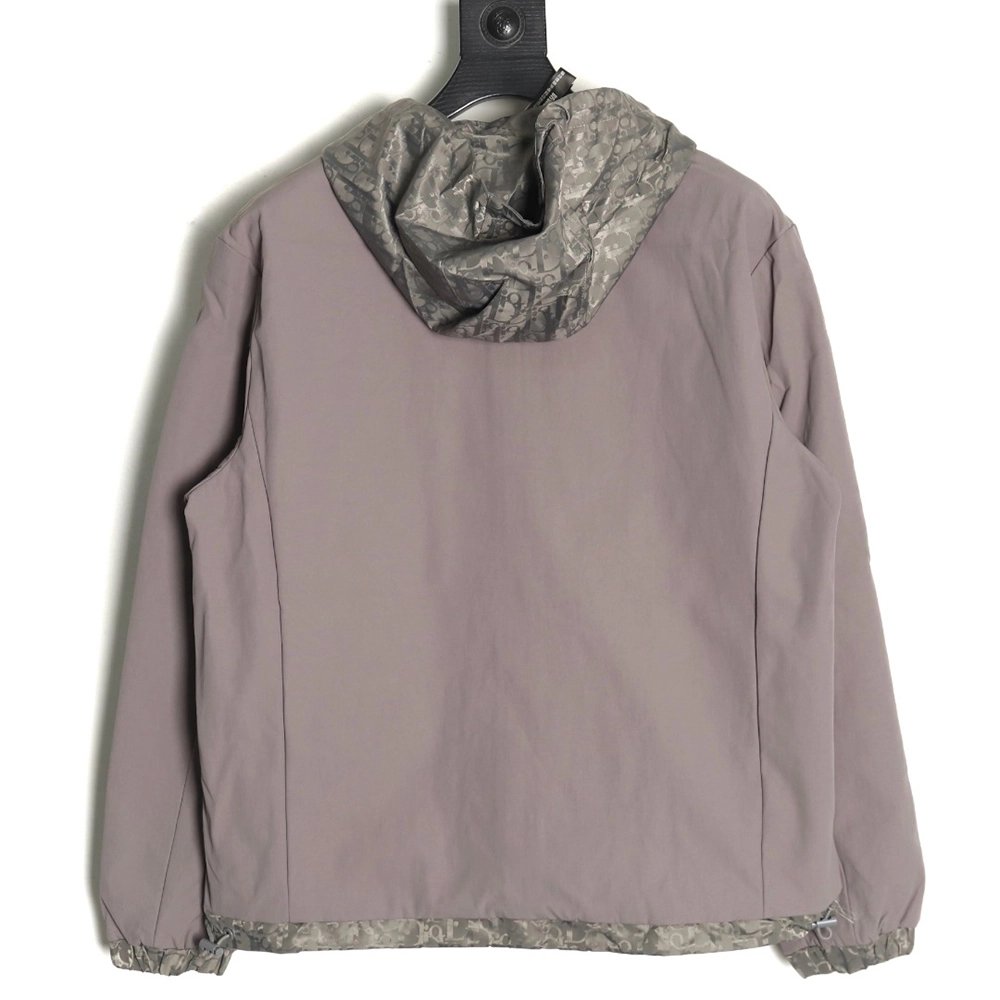 Dior patchwork letter embroidery hooded trench coat,Dior