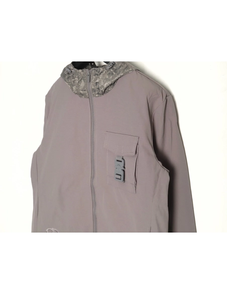 Dior patchwork letter embroidery hooded trench coat,Dior