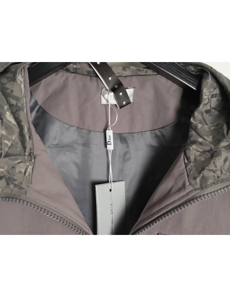 Dior patchwork letter embroidery hooded trench coat,Dior