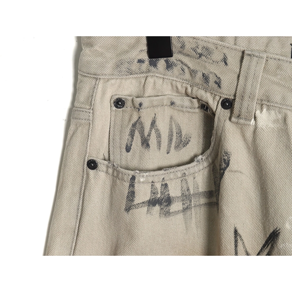Balenciaga White Graffiti Denim Trousers,Balenciaga
