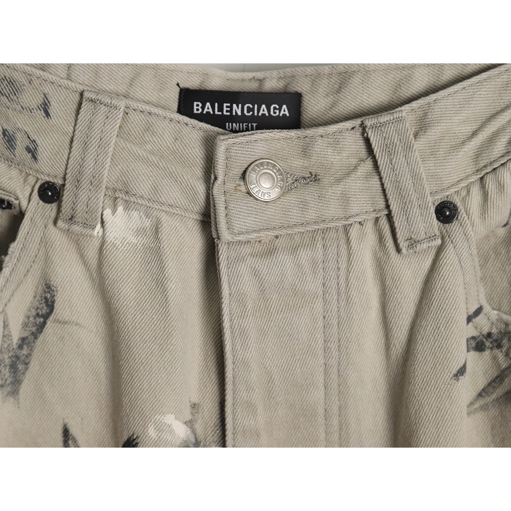 Balenciaga White Graffiti Denim Trousers,Balenciaga