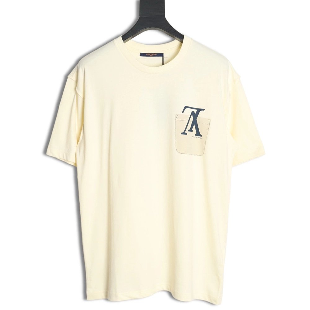 Louis Vuitton fake pocket letter printed short sleeves,Louis Vuitton