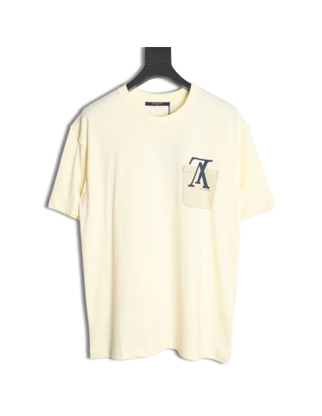 Louis Vuitton fake pocket letter printed short sleeves,Louis Vuitton