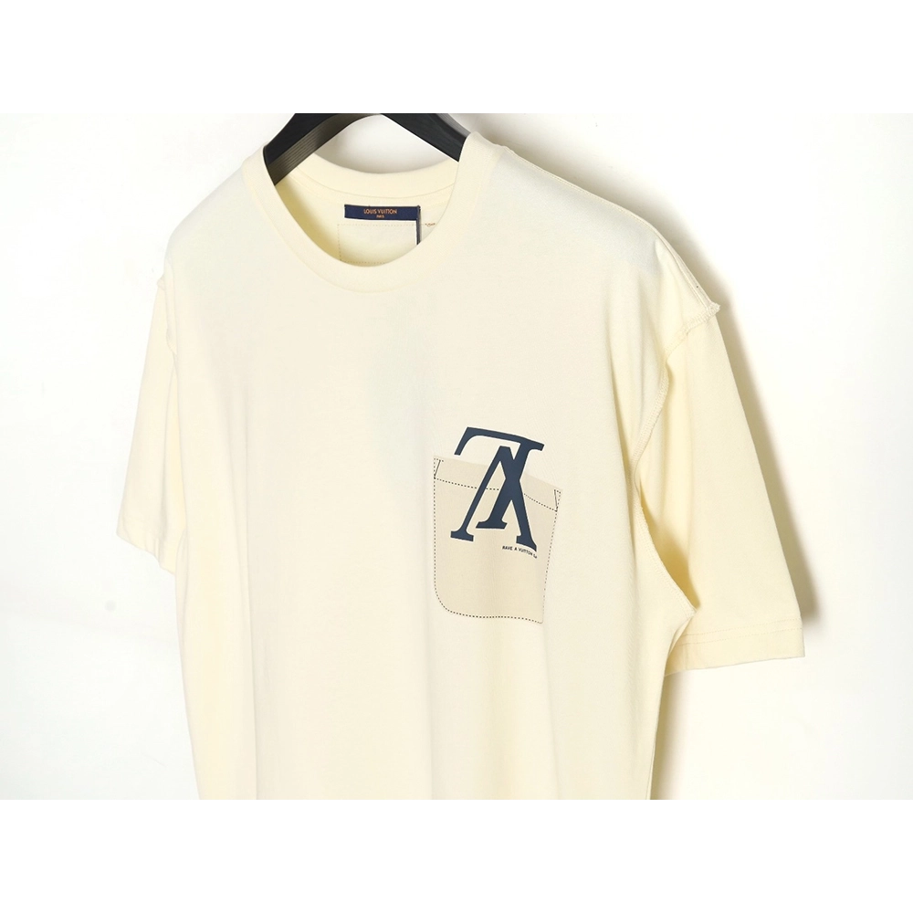 Louis Vuitton fake pocket letter printed short sleeves,Louis Vuitton