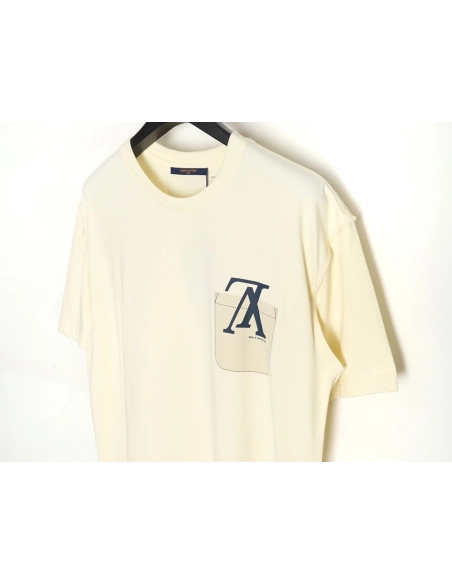 Louis Vuitton fake pocket letter printed short sleeves,Louis Vuitton