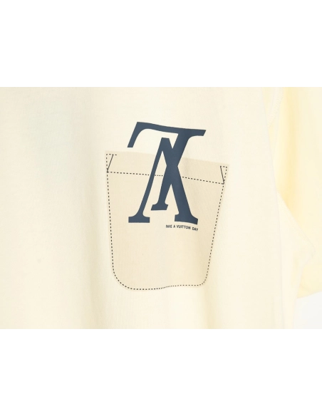 Louis Vuitton fake pocket letter printed short sleeves,Louis Vuitton