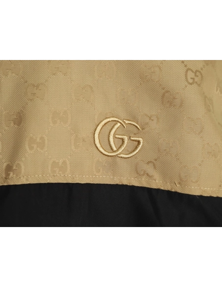 Gucci patchwork all over print monogram hooded windbreaker jacket,Gucci
