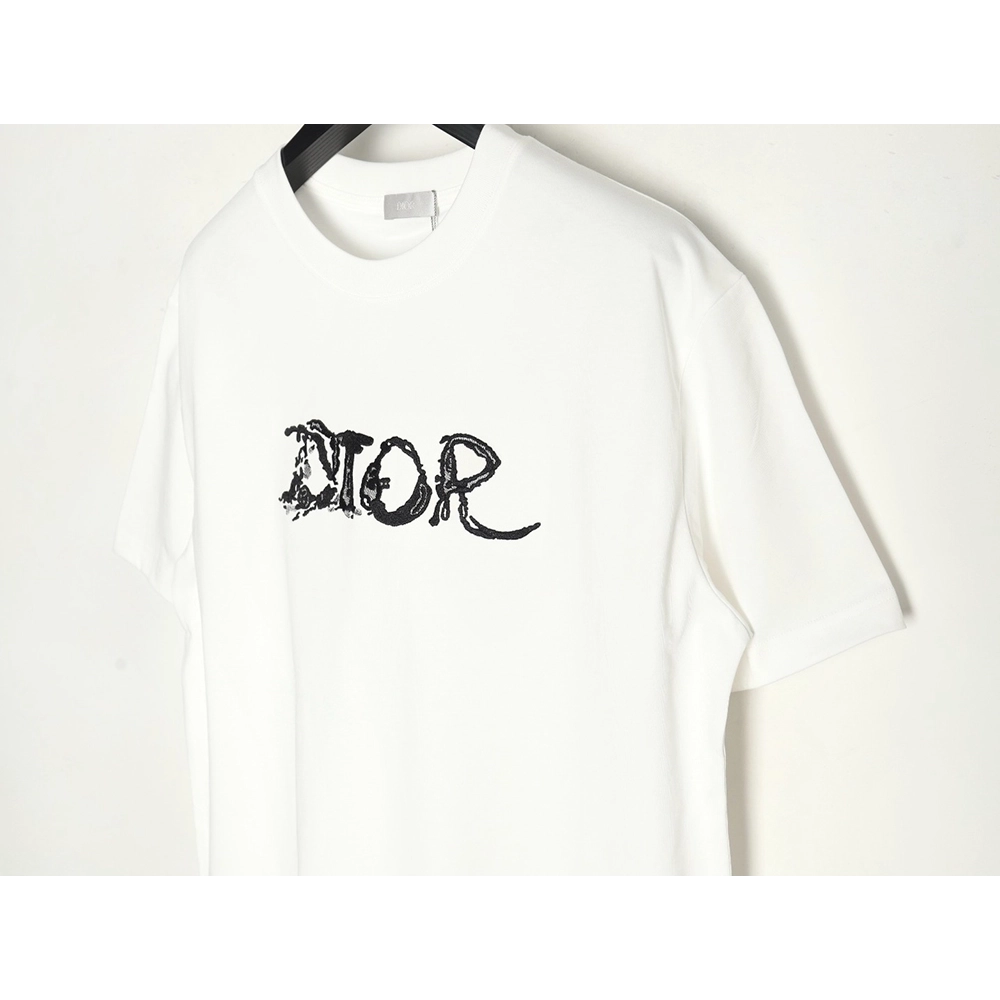 Dior lettering embroidered short sleeve T-shirt,Dior