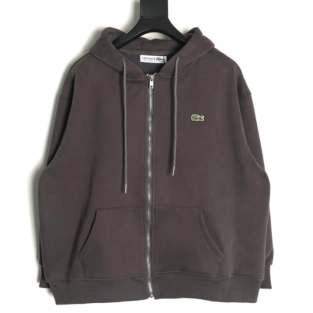 Lacoste crocodile embroidered logo fleece zip-up jacket TSK3,Lacoste