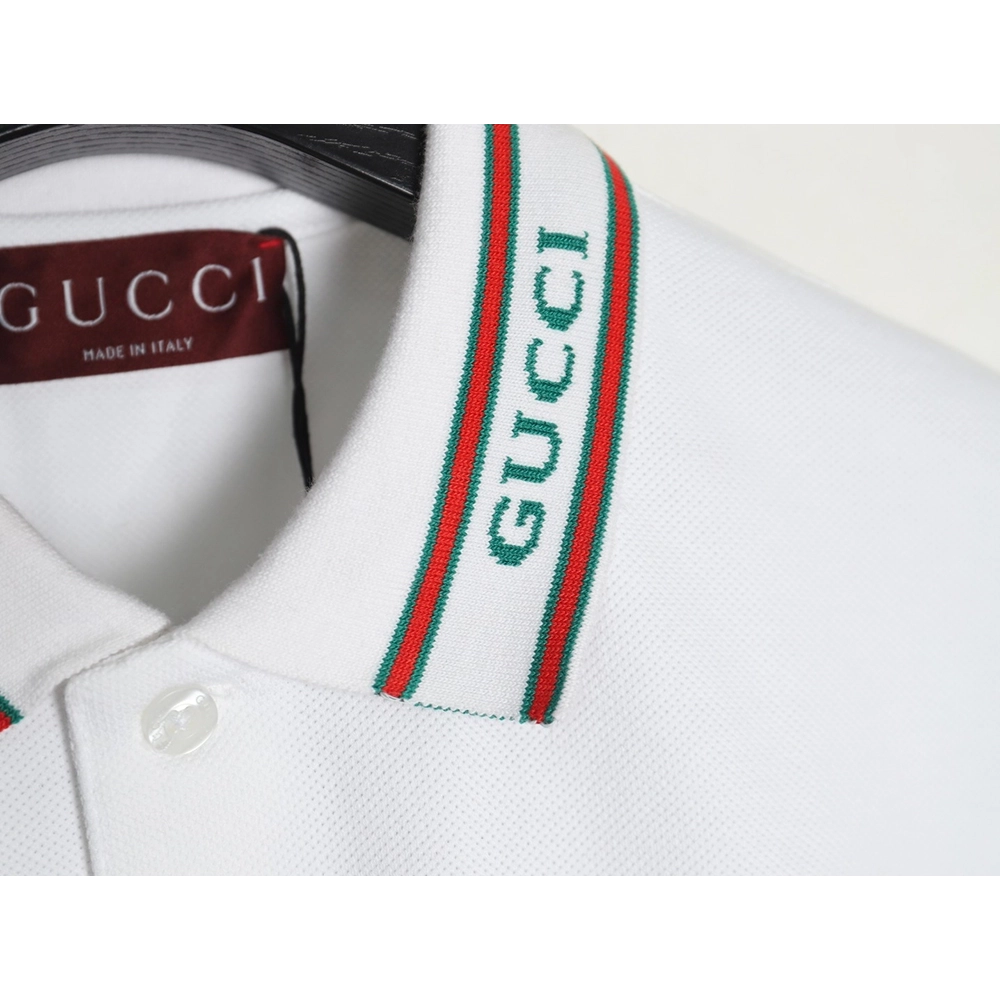 Gucci Neck Lettering Short Sleeve Polo Shirt,Gucci