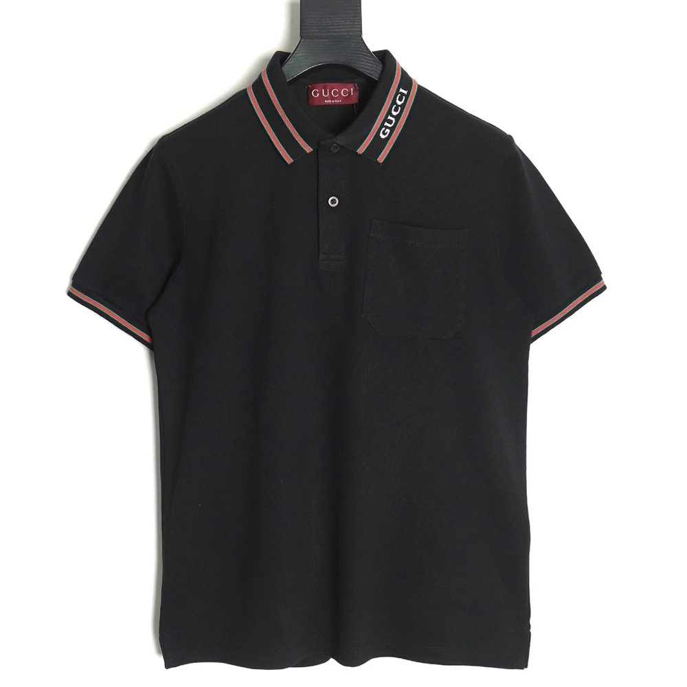 Gucci Neck Lettering Short Sleeve Polo Shirt TSK1,Gucci