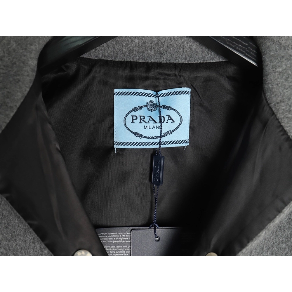 Prada Cashmere Triangle Logo Shirt Jacket,Prada