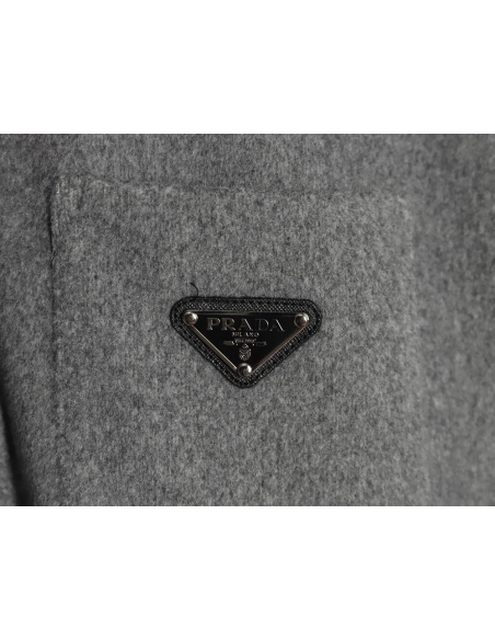 Prada Cashmere Triangle Logo Shirt Jacket,Prada