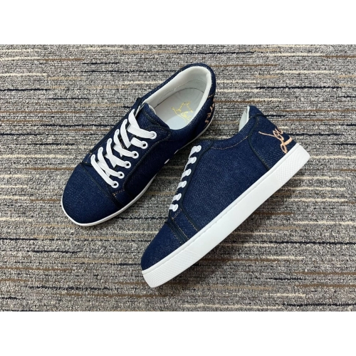 Cheap Christian Louboutin Elo Loubi Orlato Flat Sneakers Miss Denim for Sale